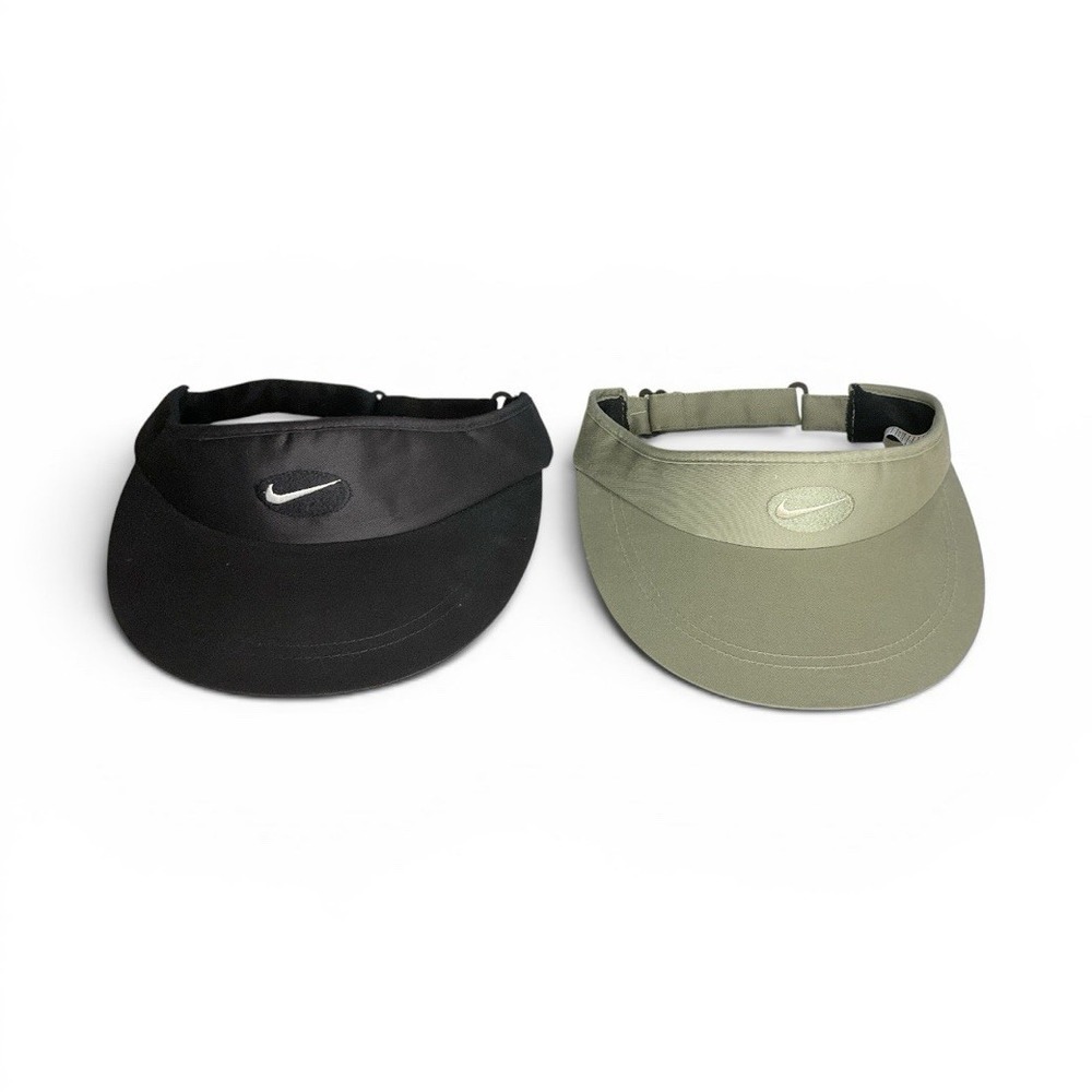 Nike Vintage Y2K Swoosh Visors Lot Black Olive Green Adjustable OSFA